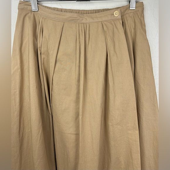 Alex Mill Kelsey Cotton Button Midi Skirt Lined Skater Circle Size M Tan 0748 - Picture 5 of 9